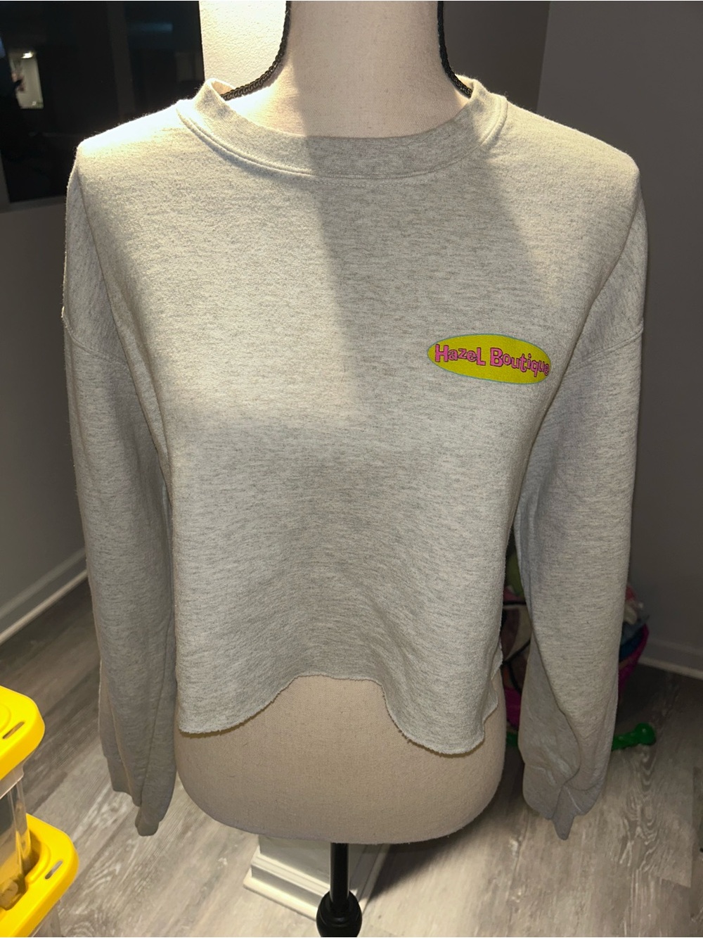 Hazel Boutique Cream Cropped Crewneck Sweatshirt